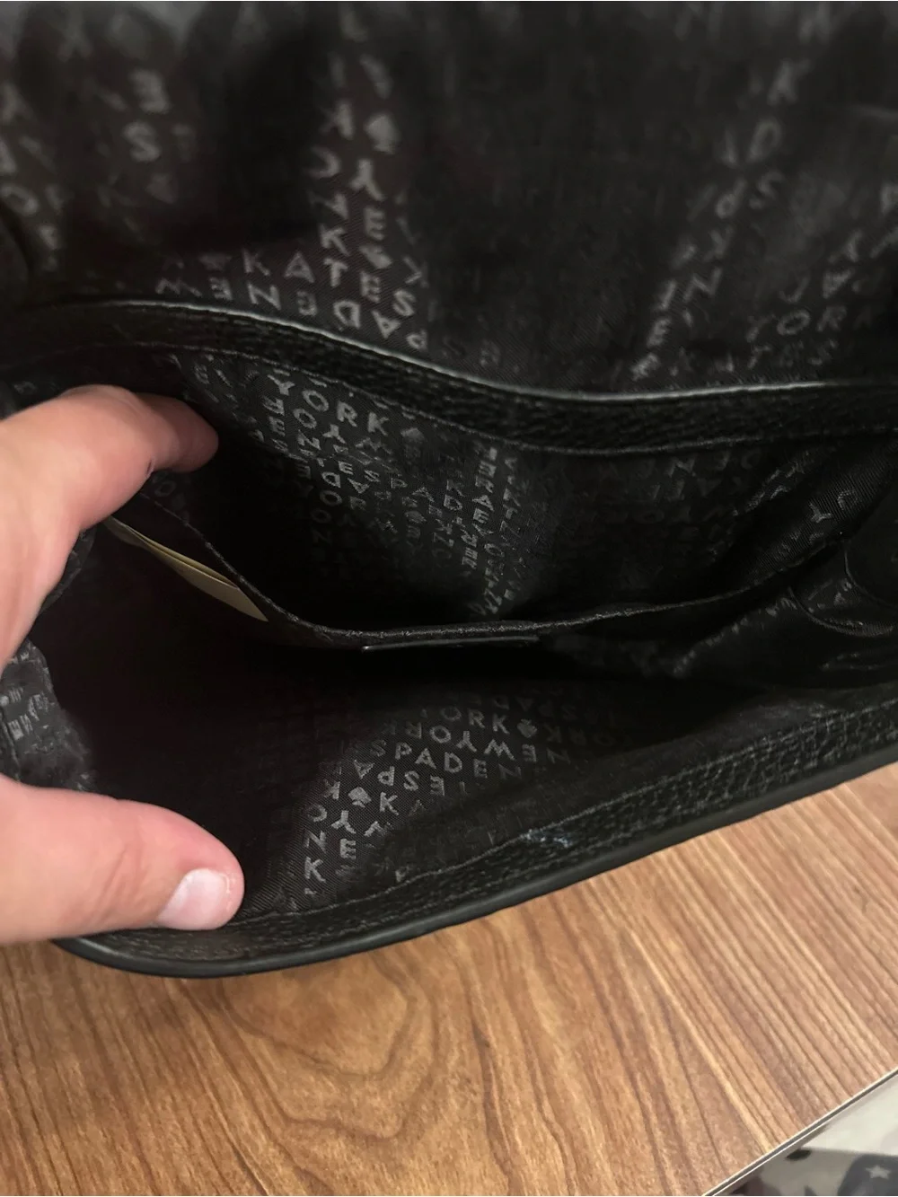 kate spade Black Pebbled Leather Small Crossbody Bag with Logo Interior